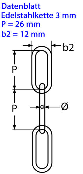 Datenblatt zu 3 mm Edelstahlkette langgliedrig aus V4A