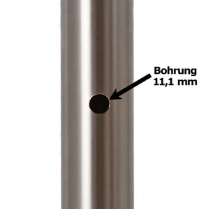 Edelstahlrohr 42,4 mm mit Bohrung 11,1 mm für Einnietmutter M8