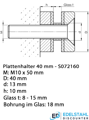 Datenblatt Plattenhalter 40 mm