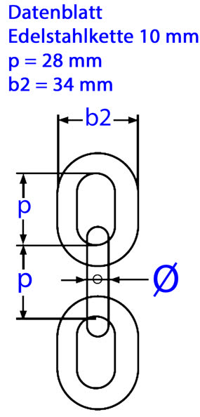 Edelstahlkette 10 mm Datenblatt