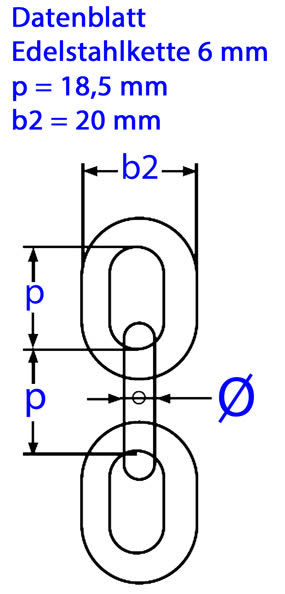 Edelstahlkette 6 mm Datenblatt