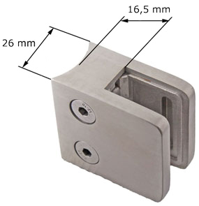 Glasklemme 45/45 mm für Rohr mit Bemassung