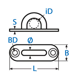 Massblatt ovale Mastplatte 45x16 mm