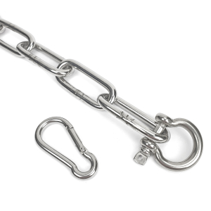 langgliedrige Kette 1,5 mm mit Schäkel und Karabiner