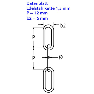 Maß-Skizze Edelstahl-Kette 1,5 mm langgliedrig
