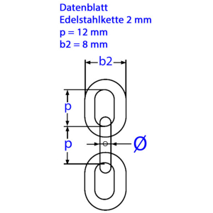 Datenblatt Edelstahlkette 2 mm kurzgliedrig