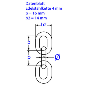 4 mm Rundstahl-Kette kurzgliedrig - Massblatt
