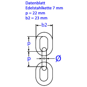 Daten + Maße zu Edelstahl-Kette 7 mm kurzgliedrig