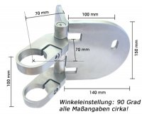 verstellbare Wandhalterung für Pfostenrohr 42,4 mm