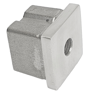 Seitenansicht eckige Edelstahl Endkappe 30x30 mm mit M8 Gewinde