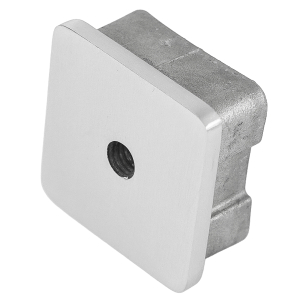 Seitenansicht der Edelstahl Abschlusskappe für Quadratrohre 40 x 40 mm mit M8 Gewinde