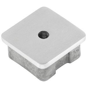 quadratische Edelstahl Abdeckkappe mit M8 Gewinde für 40 x 40 x 2,0 mm Vierkantrohr