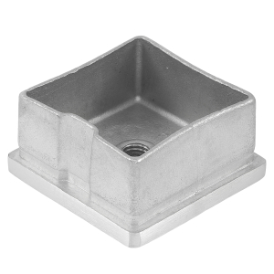 Abdeckkappe quadratisch 50/50/2,0 mm mit M8 und langem Sockel, V2A