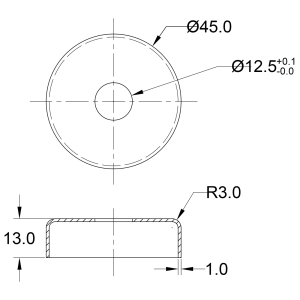 Masszeichnung Abdeckrosette 45 mm - S012003