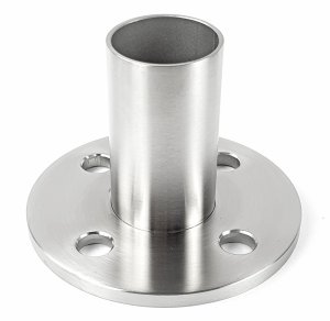 V2A Edelstahl Bodenanker für Edelstahlrohr 42,4 x 2,0 mm mit 4 Loch Befestigung