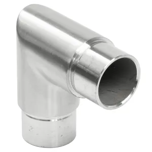 Edelstahl Eckfitting für 33,7 mm Rohrdurchmesser - lange Form