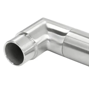 Edelstahl Eckfitting 90 Grad an einem Rohr verklebt