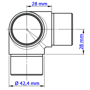 Datenblatt Eckverbinder Edelstahl mit 3 Anschlüssen - 42,4 mm