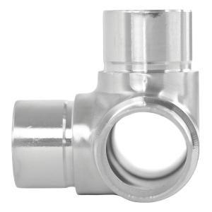 Seitenansicht des Eckverbinders für 42,4 mm Rohre mit 4 Abgängen