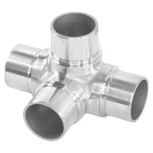 Edelstahl Eck Verbinder Fitting mit 4 Abgängen für Rohr 42,4 x 2,0 mm