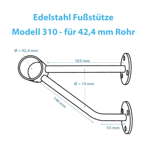 Fußstütze Edelstahl Theke - vereinfachtes Datenblatt