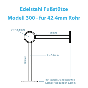 Fußstütze Edelstahl - technische Zeichnung