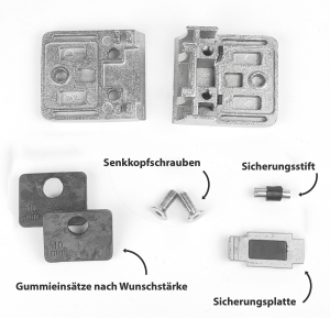 Edelstahl Glashalter Glasklemme mit Sicherungsauflage für Glas - Einzelteile