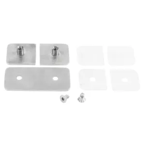 Einzelteile des Glasverbinder aus Edelstahl mit Gummieinlagen