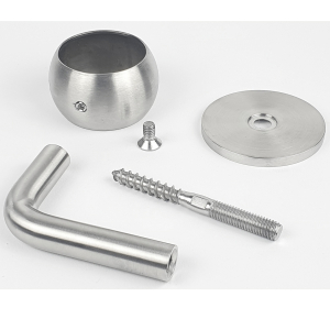 Einzelteile Edelstahl Handlaufträger mit Rind Ø 42,4 mm + Stockschraube