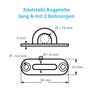 Technische Zeichnung zur Mastplatte 80 x 25 mm