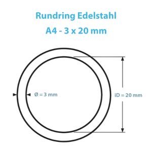 Edelstahl Ring rund 3 x 20 mm
