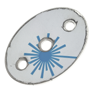 ovale Edelstahl Ronde mit Bohrungen und Folie