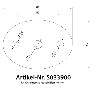 Datenblatt ovale Edelstahl Ronde mit Bohrungen