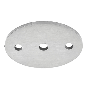 Edelstahl Ronden in der ovalen Form (85x60x5 mm) und mit 3 Bohrungen