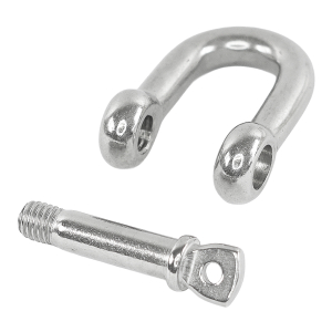 Auseinander geschraubter Schäkel mit der gerade Form aus Edelstahl und 8 mm Durchmesser