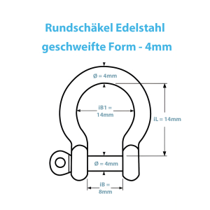 Schäkel geschweift Edelstahl V4A 4mm