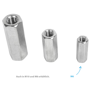 Gewindemuffen M6 x 30mm Sechskant