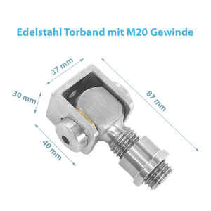 Maßskizze des Edelstahl Torband mit M20 Gewinde