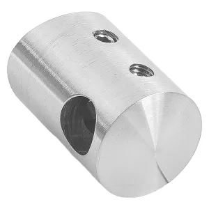 Querstabhalter Links aus Edelstahl mit 10 mm Sackloch und Aufsatz für 42,4 mm Rohre