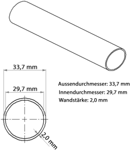 Massblatt Edelstahl Rundrohr 33,7 mm