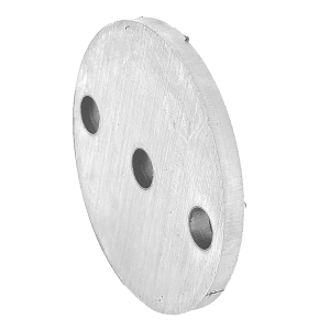 Ronde aus V2A Edelstahl mit 3 Loch und einseitig geschliffen in der Größe 80 x 6 mm