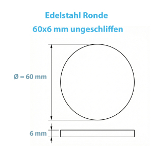 Edelstahlronde 6x60 mm - Technische Zeichnung