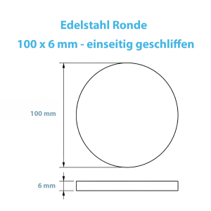 Edelstahlronde geschliffen 100/6 mm ohne Bohrung - V2A