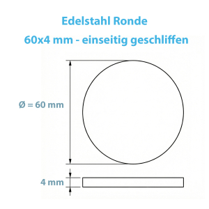 Massblatt Edelstahl Ronde mit 60 mm Durchmesser und 4 mm Materialstärke