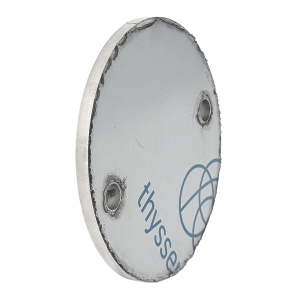 Edelstahl Ronde 80 x 6 mm geschliffen und mit 2 Lochbefestigung