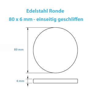 Edelstahlronde geschliffen 80/6 mm ohne Bohrung - V2A