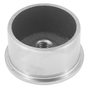 Unterseite der Edelstahl Endkappe mit 42,4 mm Durchmesser und Stift mit M8 Gewinde