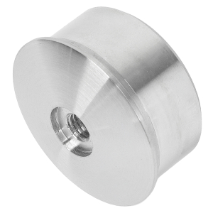 Seitenansicht der Edelstahl Endkappe mit M8 für 14 mm Stift und 48,3 mmm Rohrdurchmesser