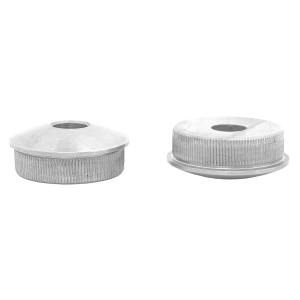 Gewölbte Edelstahl Endkappe für 42,4 mm Rohrdurchmesser und mit DG Bohrung