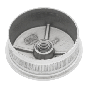 Unterseite der Edelstahl Endkappe mit Gewinde M8 für 42,4 x 2,0 mm Rohre